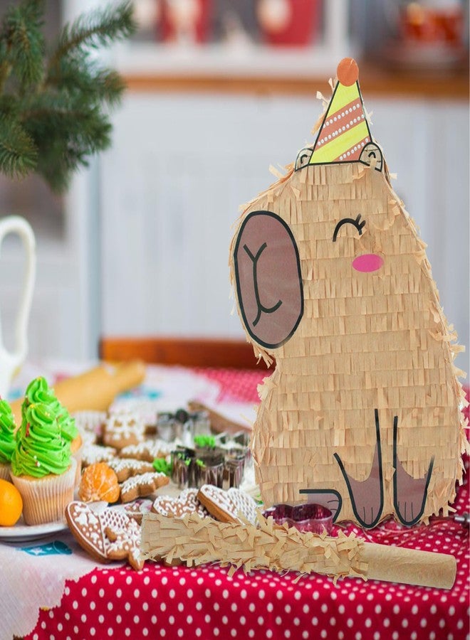 WUEURU Hippie Pinata,Capybara Piñata with Blindfold and Bat Stick for Kids Groovy Hippie Theme Birthday Party Game Decorations Shower Photo Props Wedding Christmas Party Supplies - Image 4